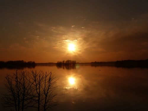 sunset lake sun