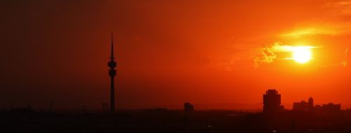sunset munich tv tower