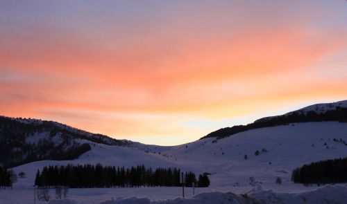 sunset mountain snow