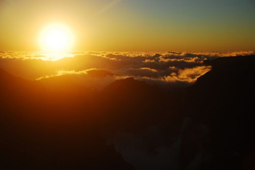 sunset mountains clouds