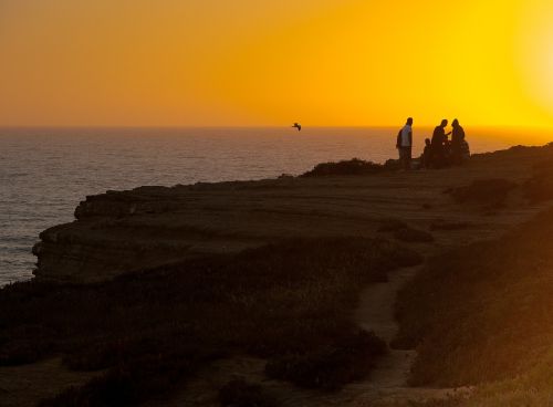 sunset ocean cliff