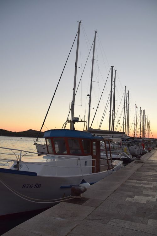 sunset boats sea