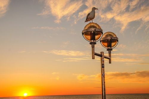 sunset sea evening sky