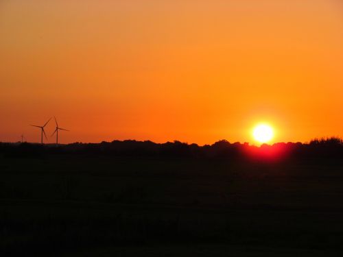 sunset evening windmill