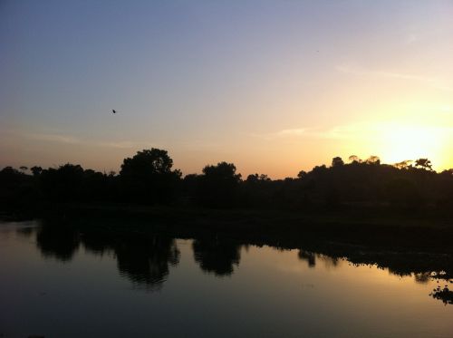 sunset river bank sri lanka