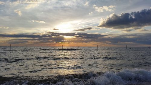 sunset lake michigan beach