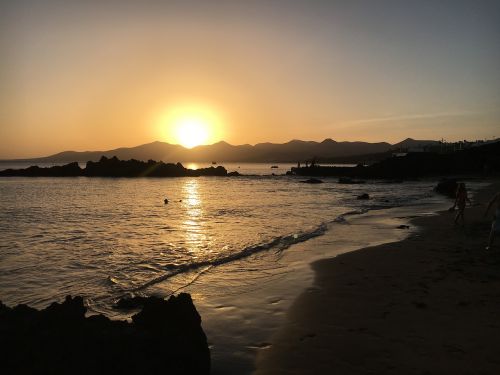 sunset lanzarote beach