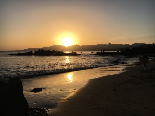 sunset lanzarote beach