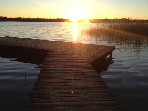 sunset bridge lake