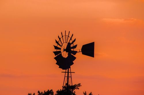 sunset windmill sky