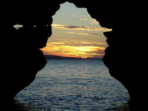 sunset cave opening