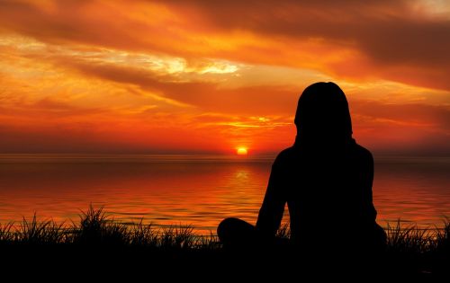 sunset woman silhouette