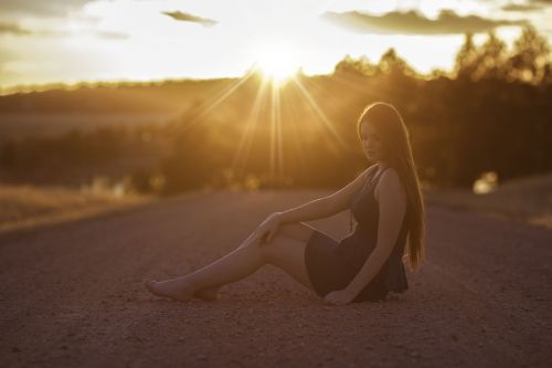 sunset girl outdoor
