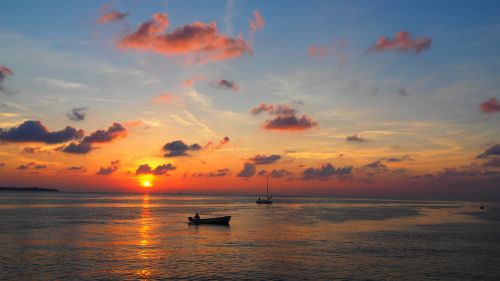 sunset fishermen fishing