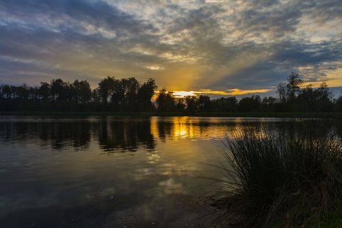 sunset lake water