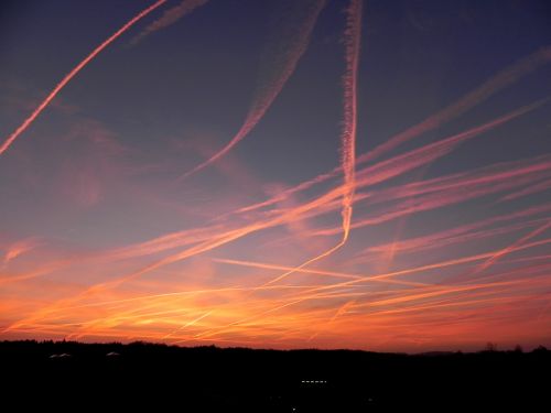 sunset airplanes red