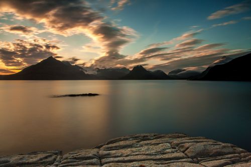 sunset clouds lake