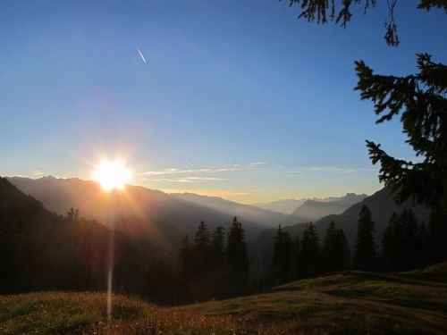 sunset sky mountains