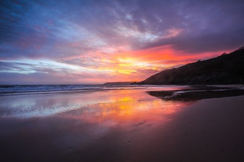 sunset beach low tide