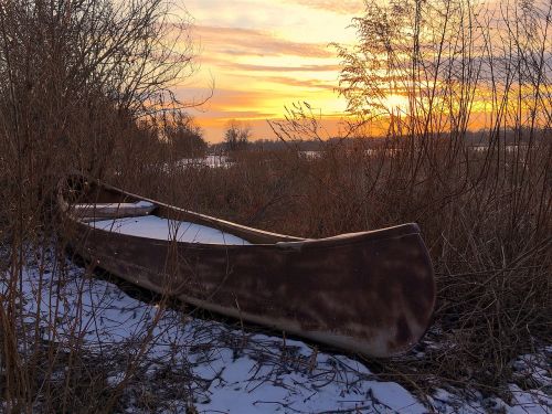 sunset canoe lake