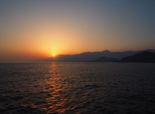 sunset sea crete