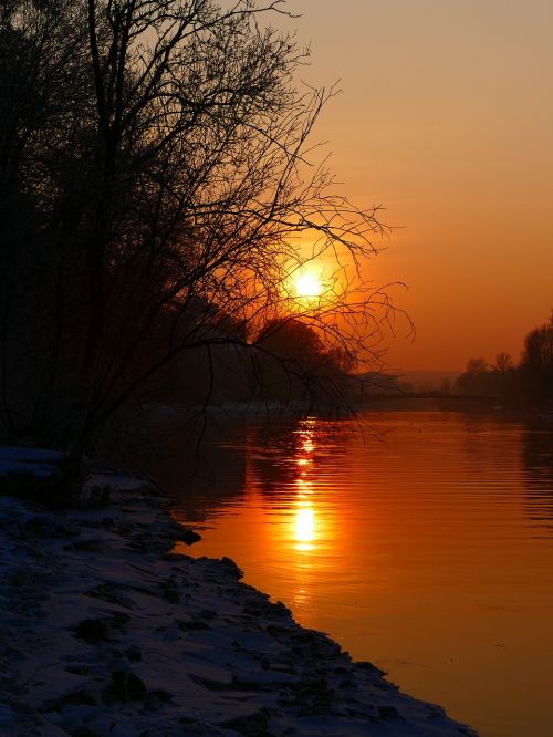 sunset winter water