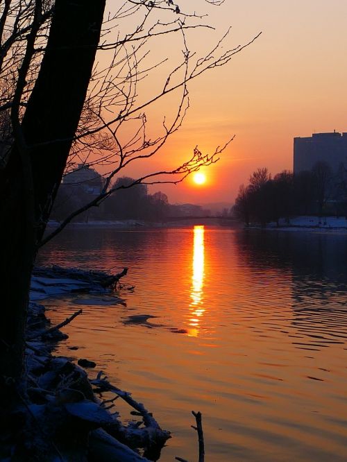 sunset winter water