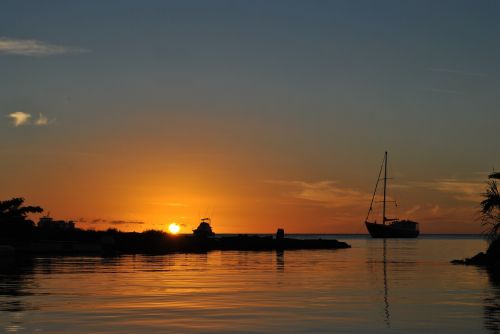sunset caribbean sea
