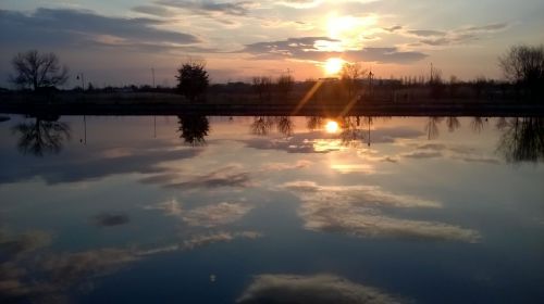 sunset landscape mirror
