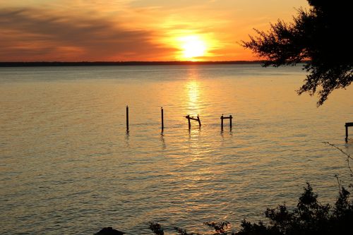 sunset river water