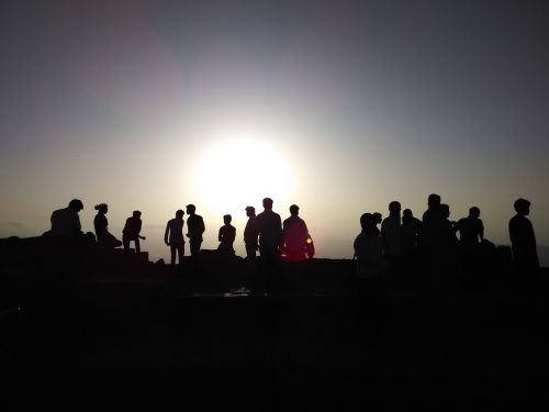 sunset crowd silhouette silhouette