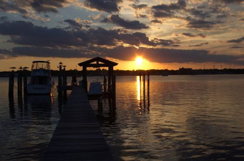 sunset river dock