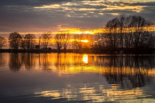 sunset lake sky