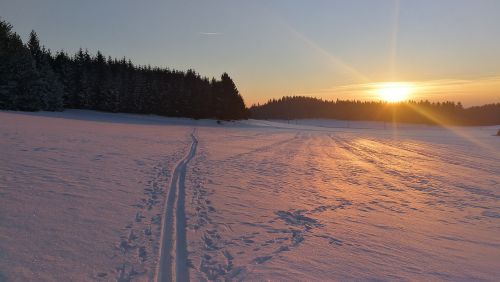 sunset snow winter