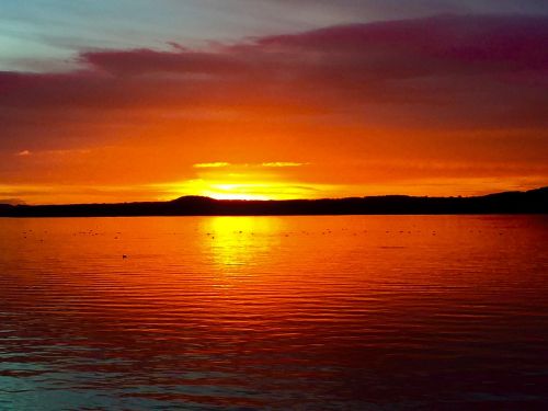 sunset lake reflection