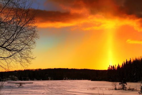 sunset winter landscape