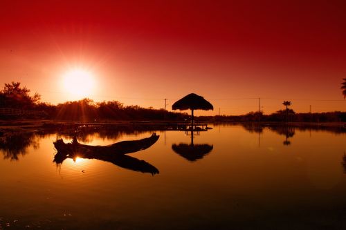 sunset lake water