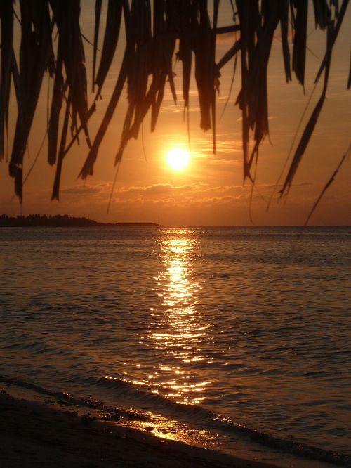 sunset maldives sea