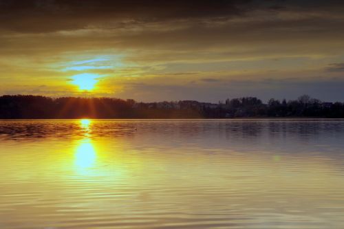 sunset water lake