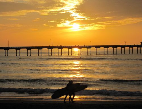 sunset surfer silhouette