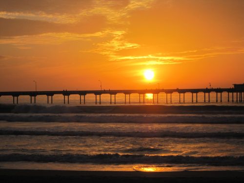 sunset waves beach