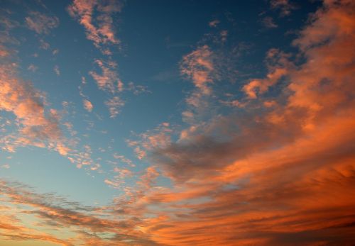 sunset clouds blue sky