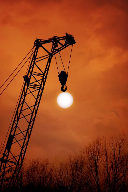 sunset crane sun