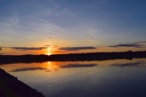 sunset lake water