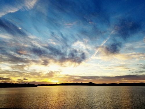 sunset lake sky