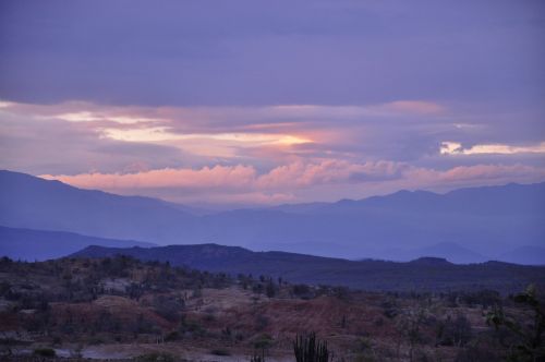 sunset mountains clouds