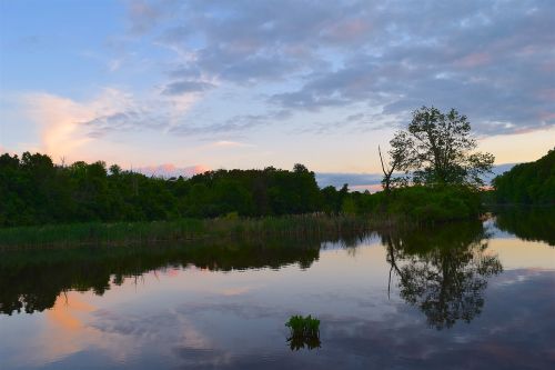 sunset lake nature