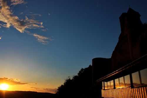 sunset castle ruin