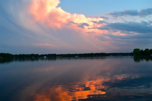 sunset clouds puffy