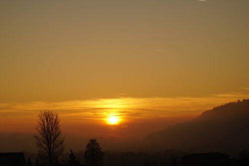 sunset abendstimmung fog